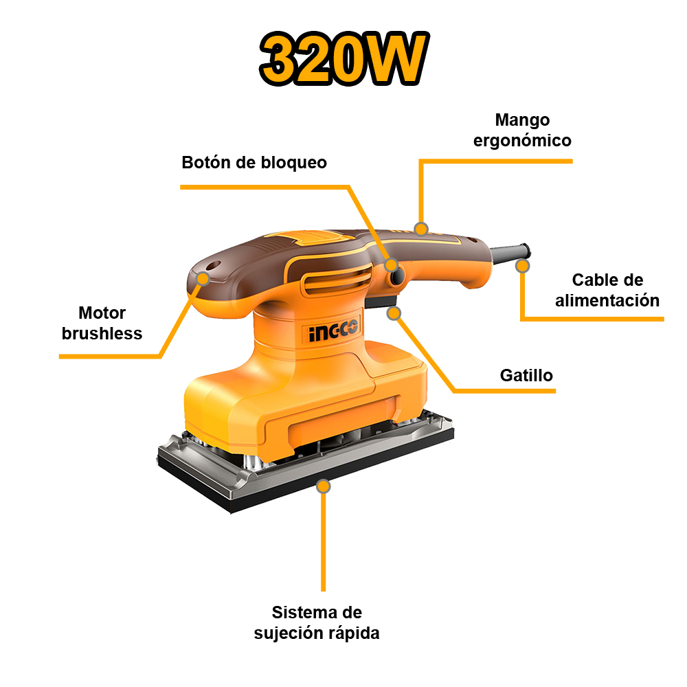 COMBO LIJADORA ORBITAL INGCO 320W FS3216 + SIERRA CALADORA INGCO 570W JS57028 - 2