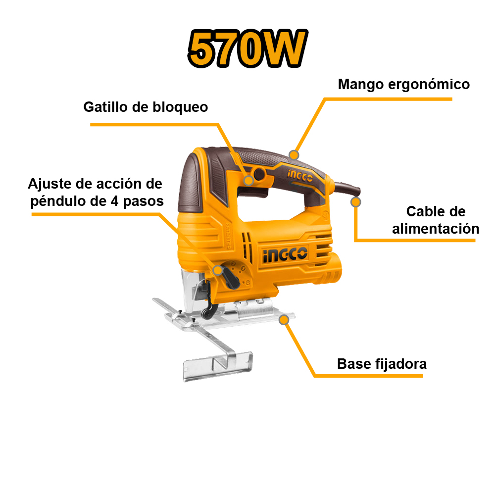 COMBO LIJADORA ORBITAL INGCO 320W FS3216 + SIERRA CALADORA INGCO 570W JS57028 - 5