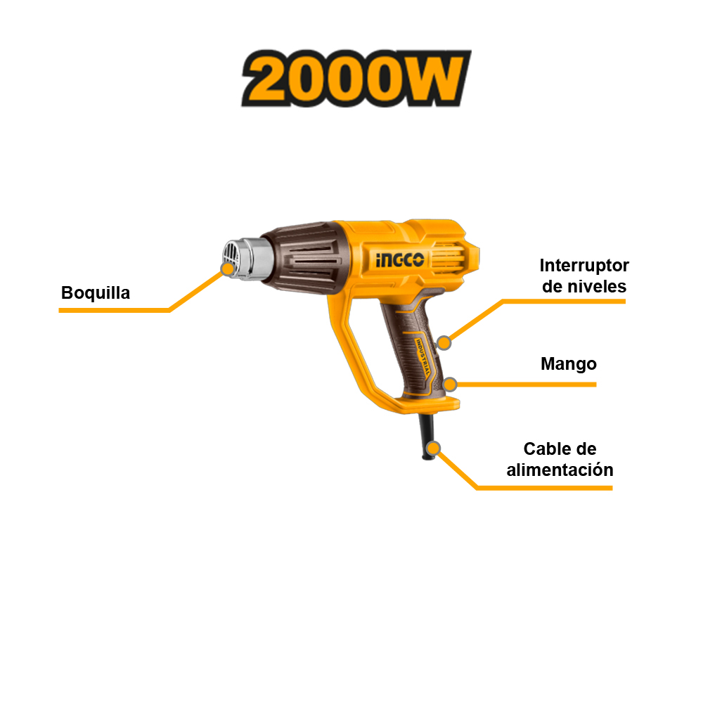 COMBO PISTOLA PARA PINTAR INGCO 450W SPG3508 + PISTOLA DE CALOR INGCO 2000W HG200078 - 5