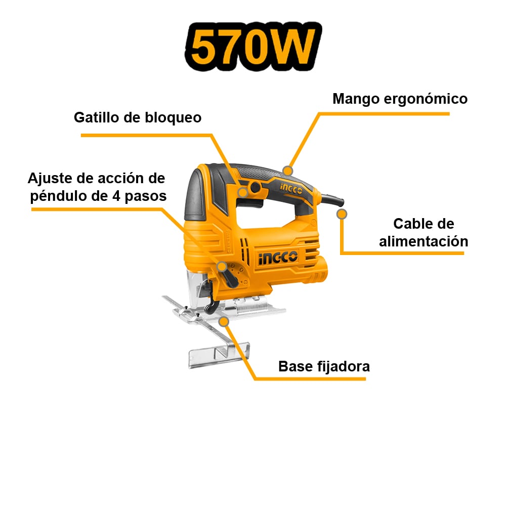 SIERRA CALADORA INGCO 570W + 3 HOJAS DE CALAR JS57028 - 2