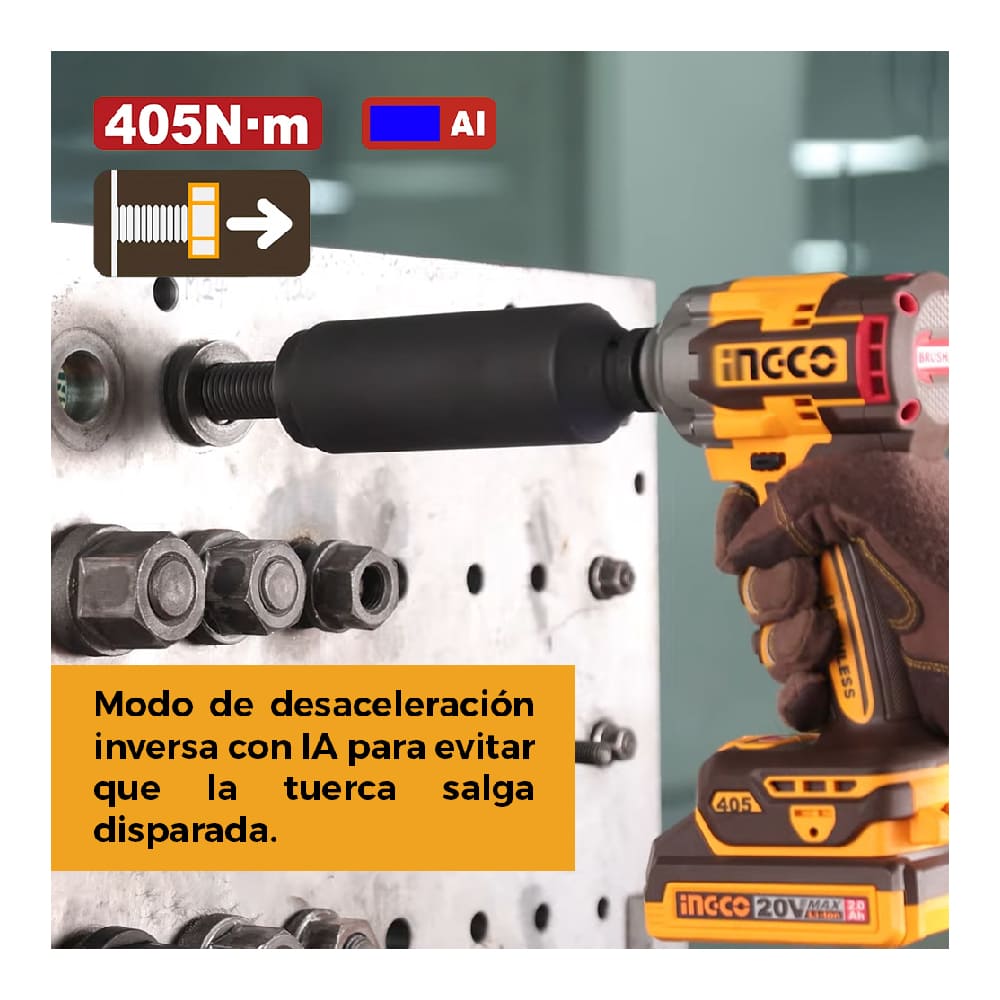 LLAVE DE IMPACTO BRUSHLESS INGCO 20V 405NM 1/2' CIWLI20451 - 8