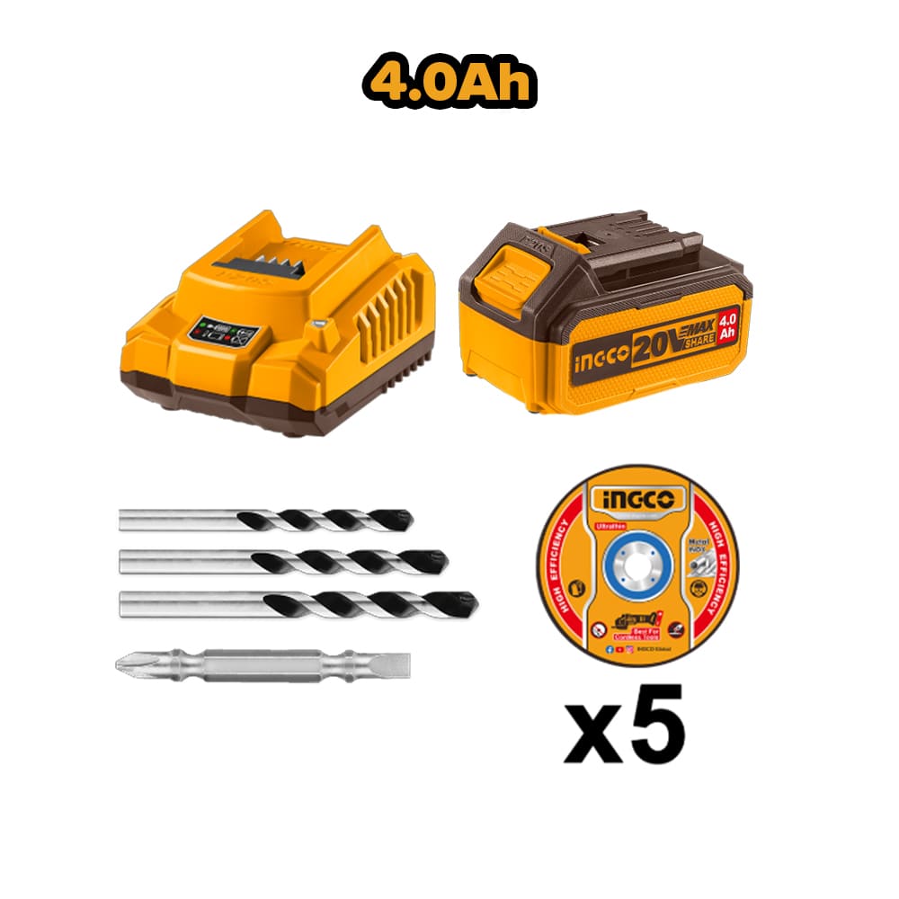COMBO PERCUTOR INGCO 20V 66NM CIDLI206681 + AMOLADORA 20V 115MM CAGLI261521 + SOPLADOR 20V CABLI2078 - 8