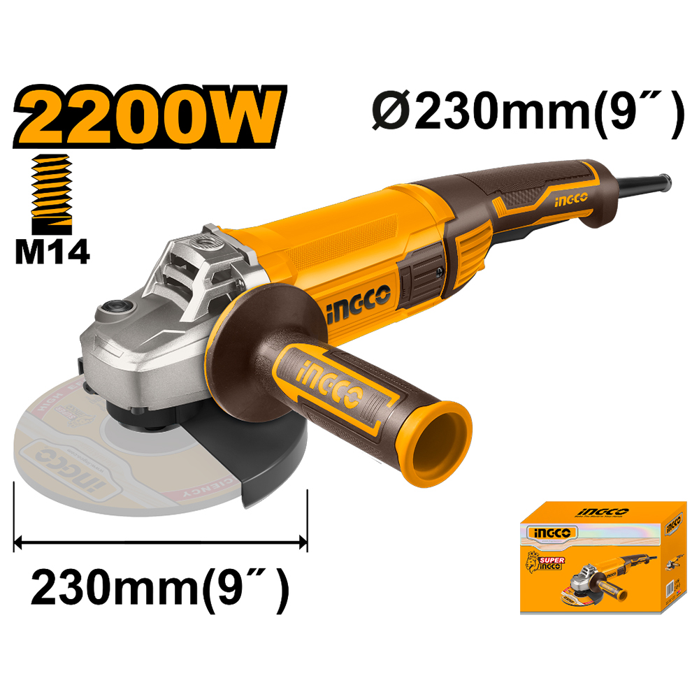 AMOLADORA ANGULAR INGCO 2200W 9' 230MM AG220018 - 1