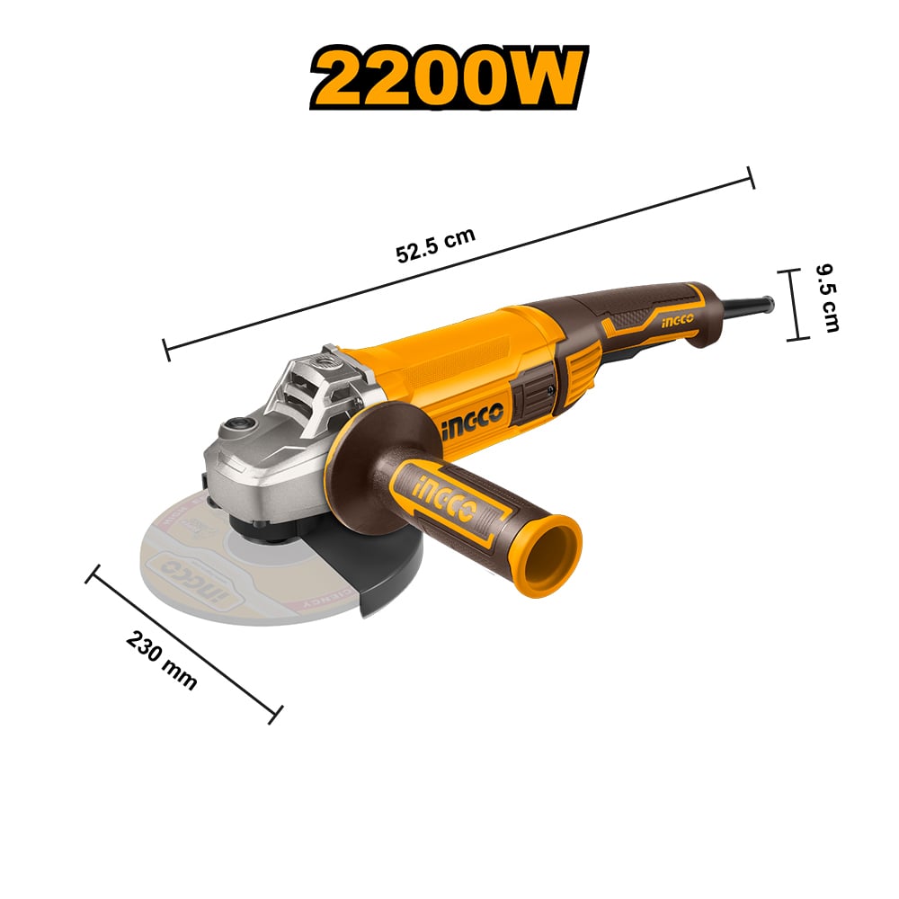 AMOLADORA ANGULAR INGCO 2200W 9' 230MM AG220018 - 3
