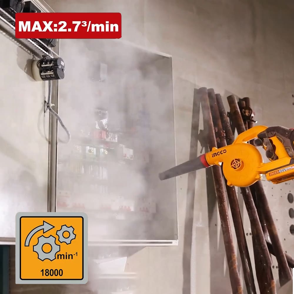 SOPLADORA INALÁMBRICA INGCO 20V 2.7 M³/MIN + BATERÍA 2.0AH + CARGADOR CABLI20781 - 7