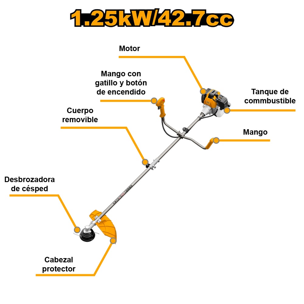 DESBROZADORA A GASOLINA INGCO 2T 42.7 CC 2HP GBC5434421 - 2