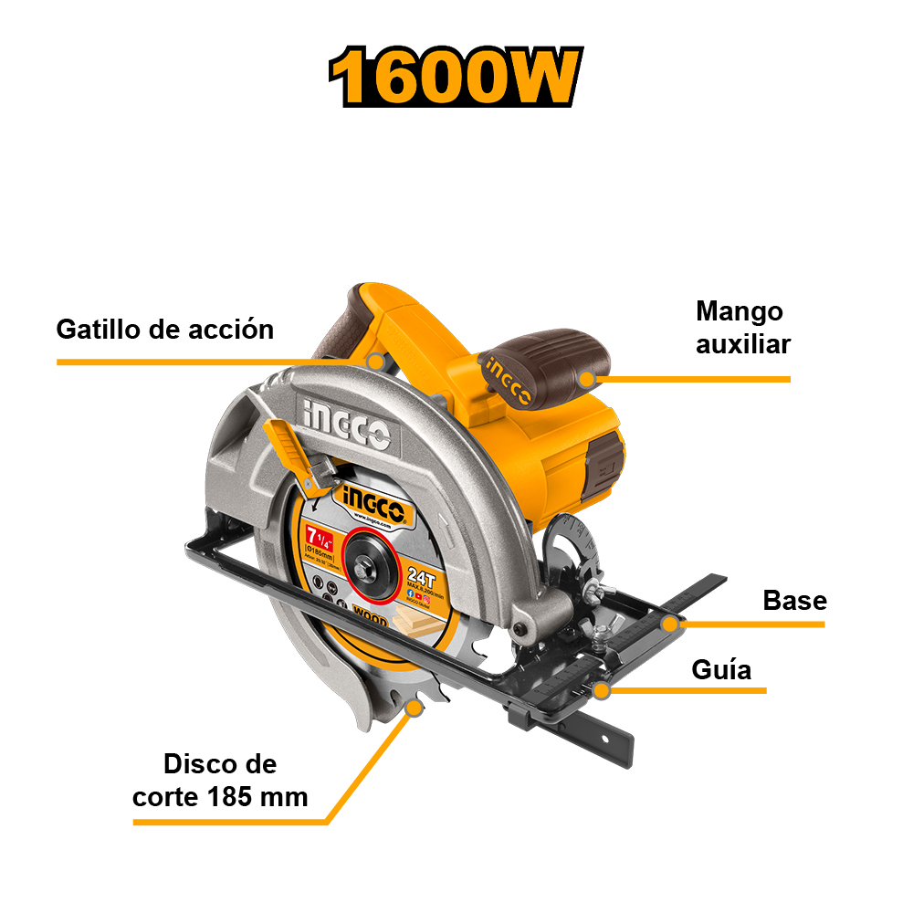 SIERRA CIRCULAR INGCO 1600W 7 1/4'' CS18568 - 2