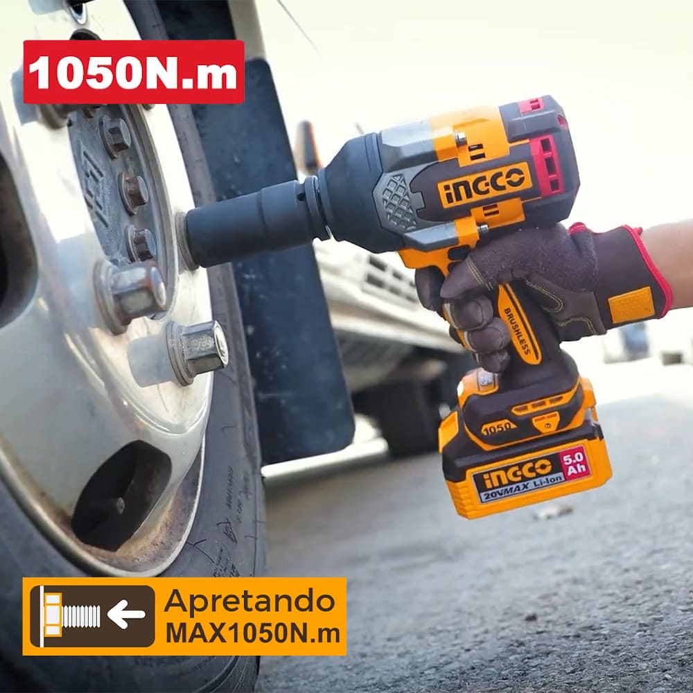 LLAVE DE IMPACTO BRUSHLESS INGCO 20V 1050NM 3/4' + 2 BATERÍAS 5.0AH + 1 CARGADOR 4.0A CIWLI20105 - 5