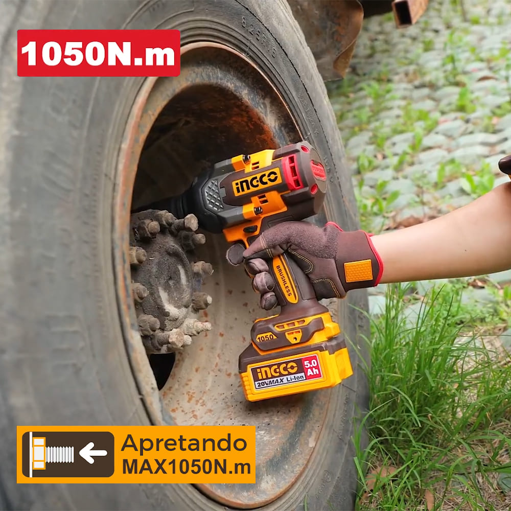 LLAVE DE IMPACTO BRUSHLESS INGCO 20V 1050NM 3/4' + 2 BATERÍAS 5.0AH + 1 CARGADOR 4.0A CIWLI20105 - 6