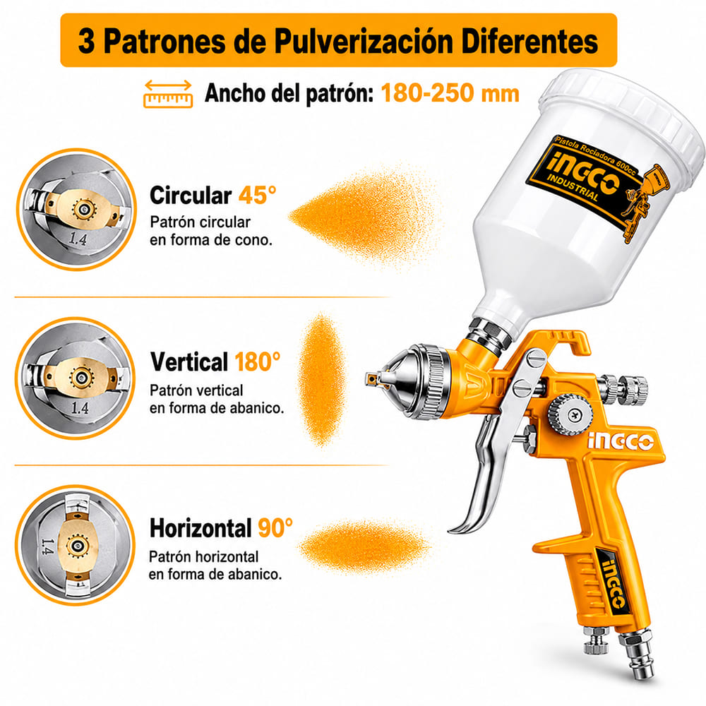PISTOLA PARA PINTAR DE GRAVEDAD INGCO 600CC ASG1061 - 3