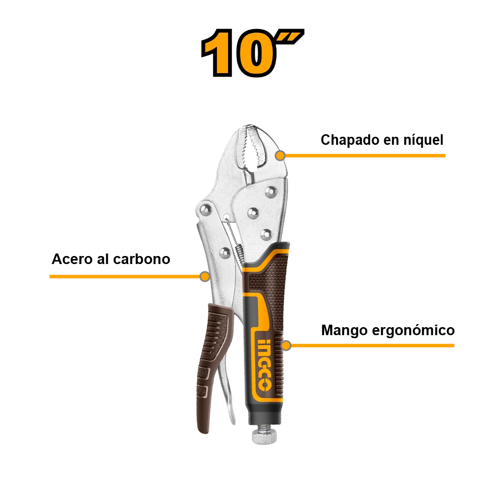 ALICATE DE PRESIÓN PUNTA CURVA INGCO 10' HCJLW0210 - 2