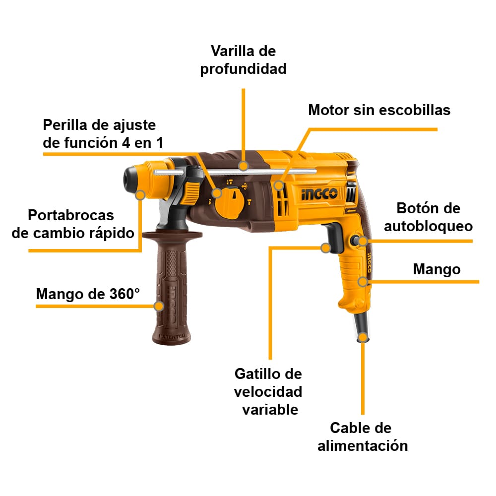 ROTOMARTILLO INGCO 650W SDS PLUS RGH6528 - 2