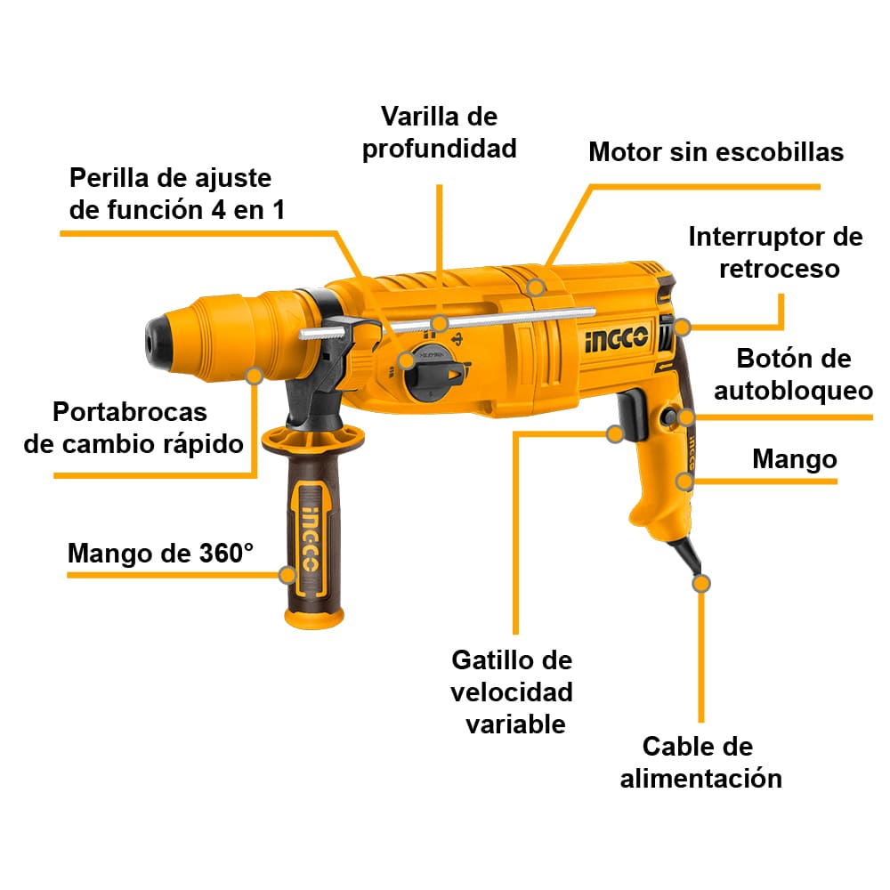 ROTOMARTILLO INGCO 800W SDS PLUS RGH9028-2 - 2
