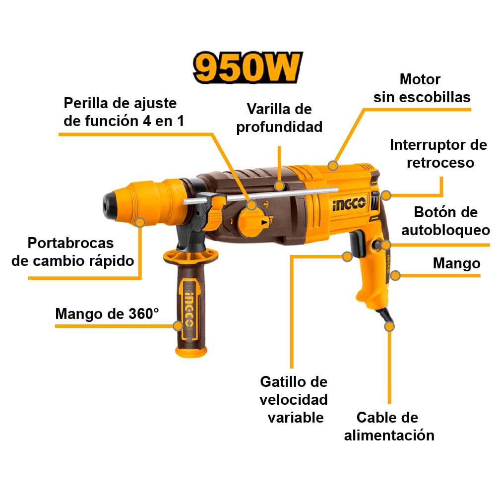 ROTOMARTILLO INGCO 950W SDS PLUS RGH9528-2 - 2