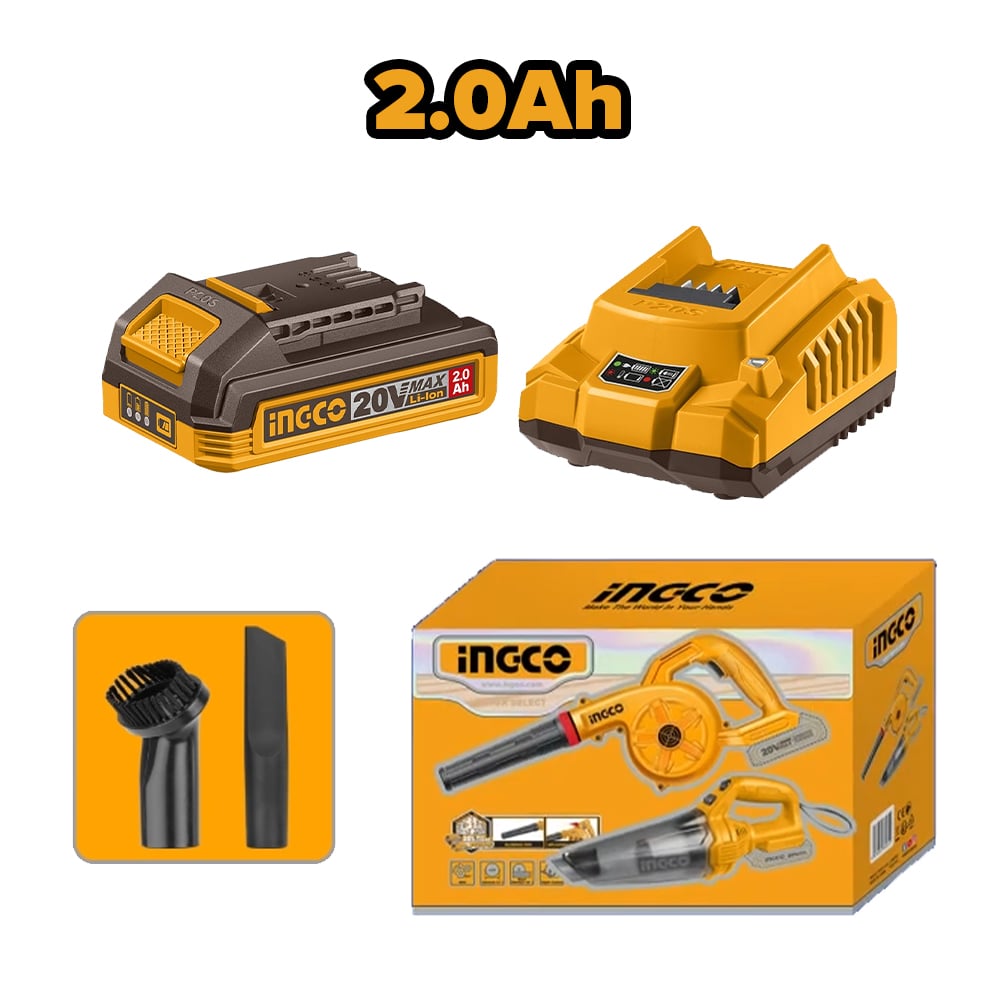 KIT SOPLADORA + ASPIRADORA INGCO + BATERÍA 2.0AH + CARGADOR COSLI240998 - 8