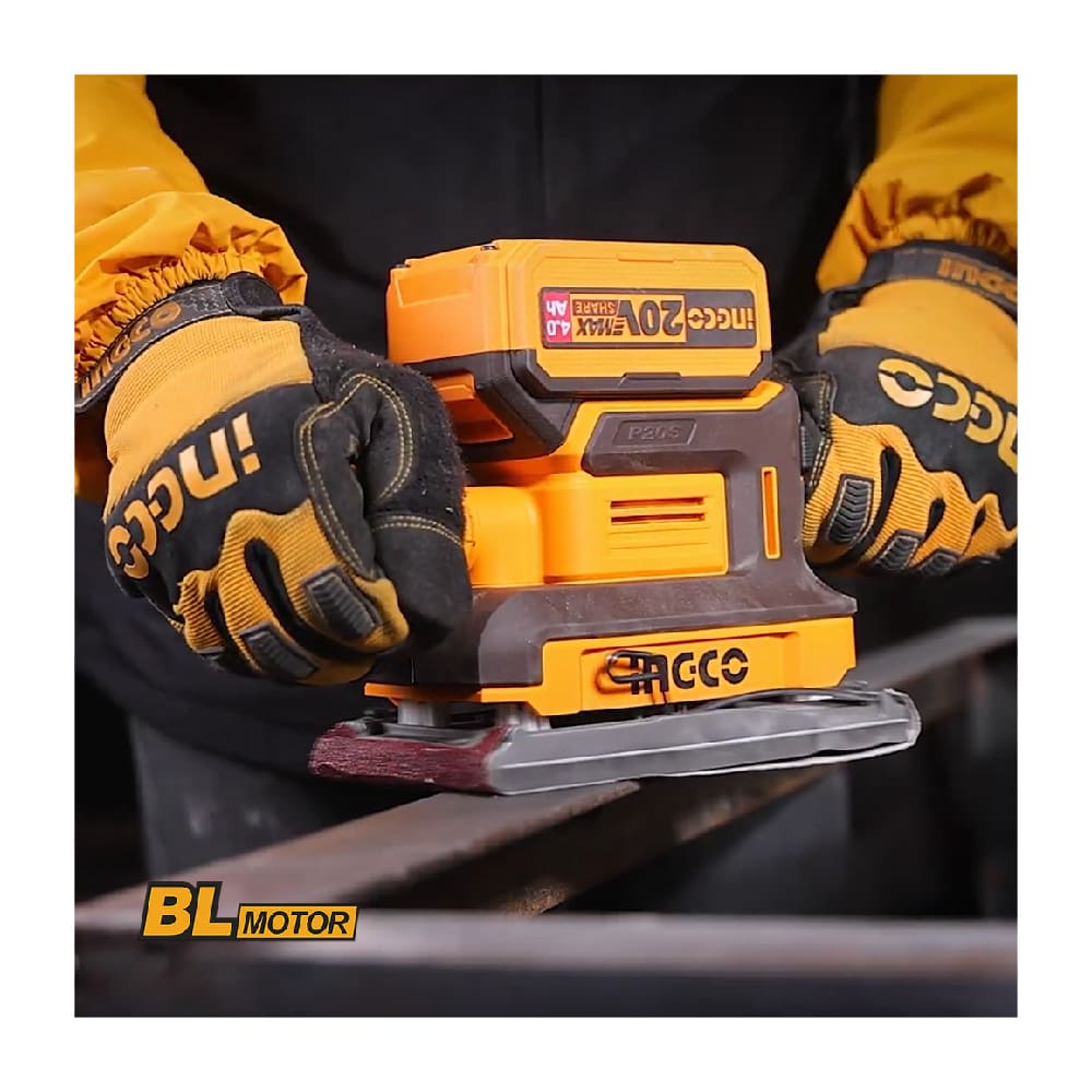 LIJADORA DE ACABADO BRUSHLESS INGCO 20V + 5 LIJAS + BATERÍA 4.0AH + CARGADOR 4.0A CFSLI20313 - 8