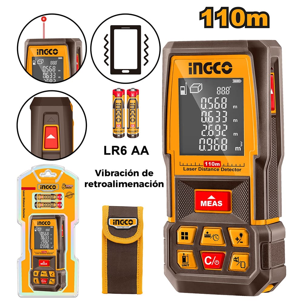 MEDIDOR DE DISTANCIA LÁSER INGCO 110M HLDD10089 - 1