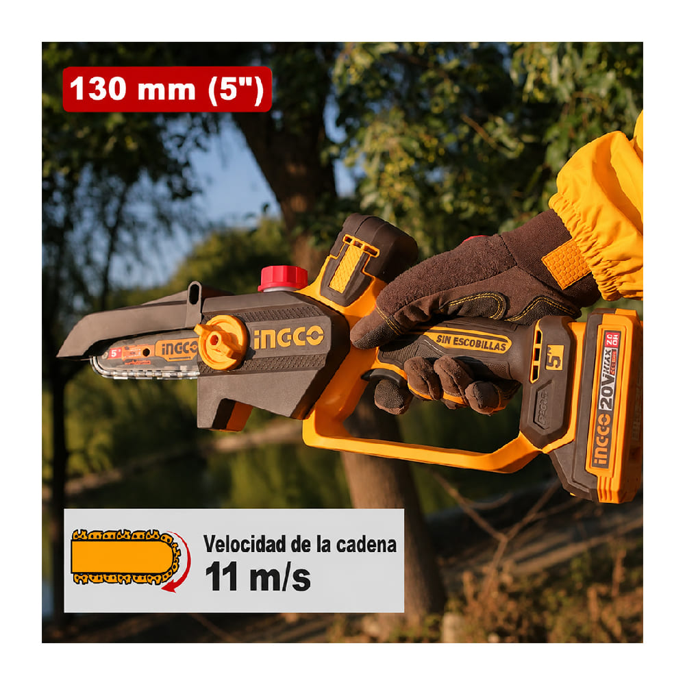 MOTOSIERRA BRUSHLESS INGCO 20V 5' 13CM 11M/S CGSLI2056 - 7