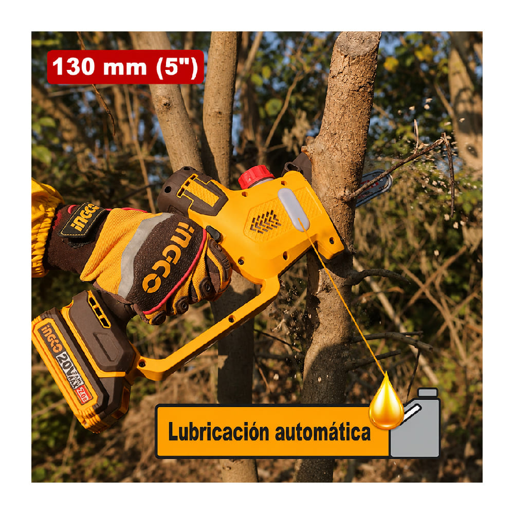 MOTOSIERRA BRUSHLESS INGCO 20V 5' 13CM 11M/S CGSLI2056 - 9