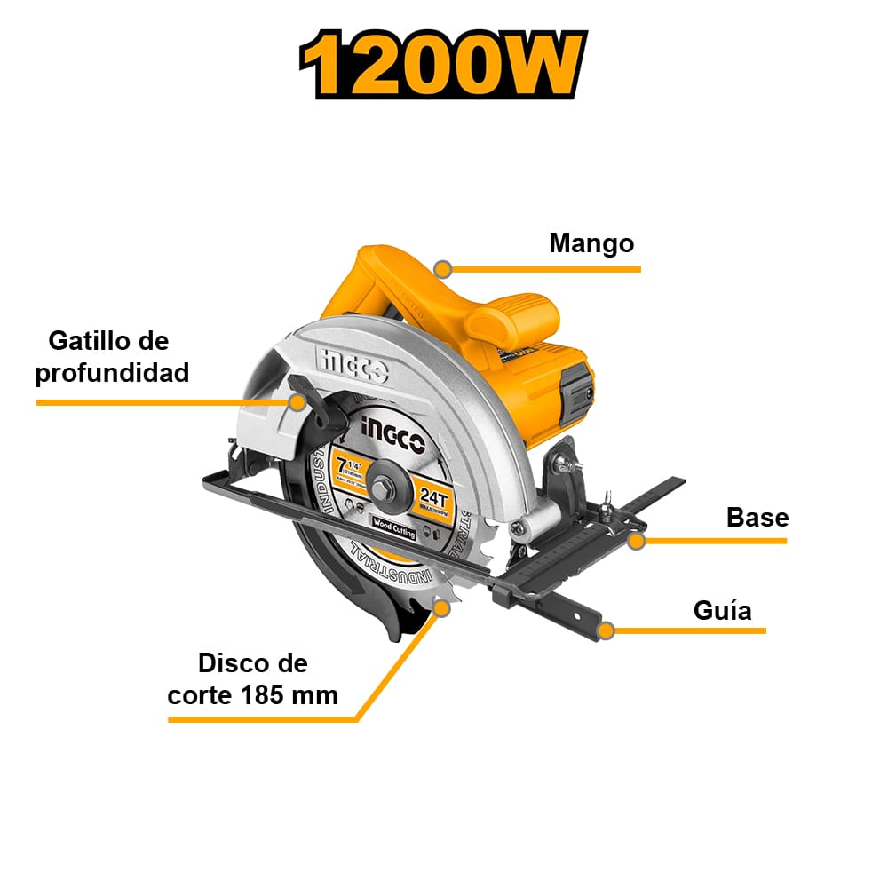 SIERRA CIRCULAR INGCO 1200W 185MM 7 1/4' CS18578 - 2