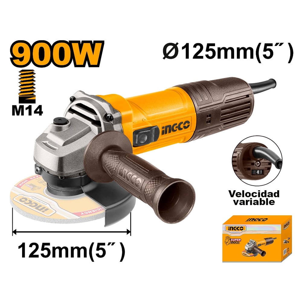 AMOLADORA ANGULAR INGCO 900W 5' 125MM AG900285 - 1