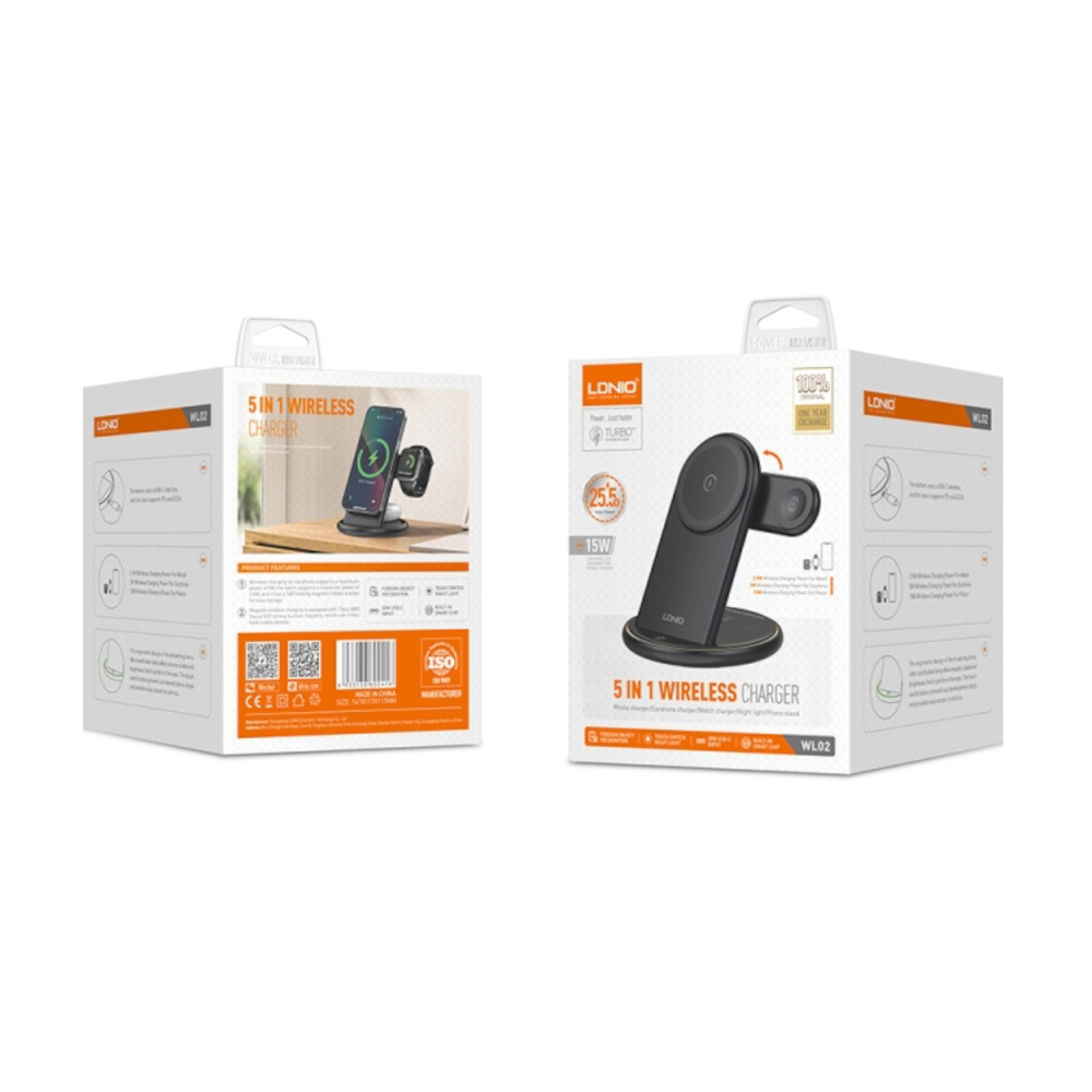 CARGADOR INALÁMBRICO LDNIO WL02 BASE MAGNÉTICA DOCKO 5 EN 1 - 4