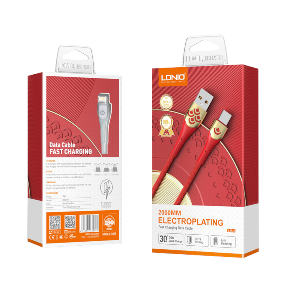 CABLE PARA IPHONE LDNIO LS862 USB-A A LIGHTNING (2 M) - 4