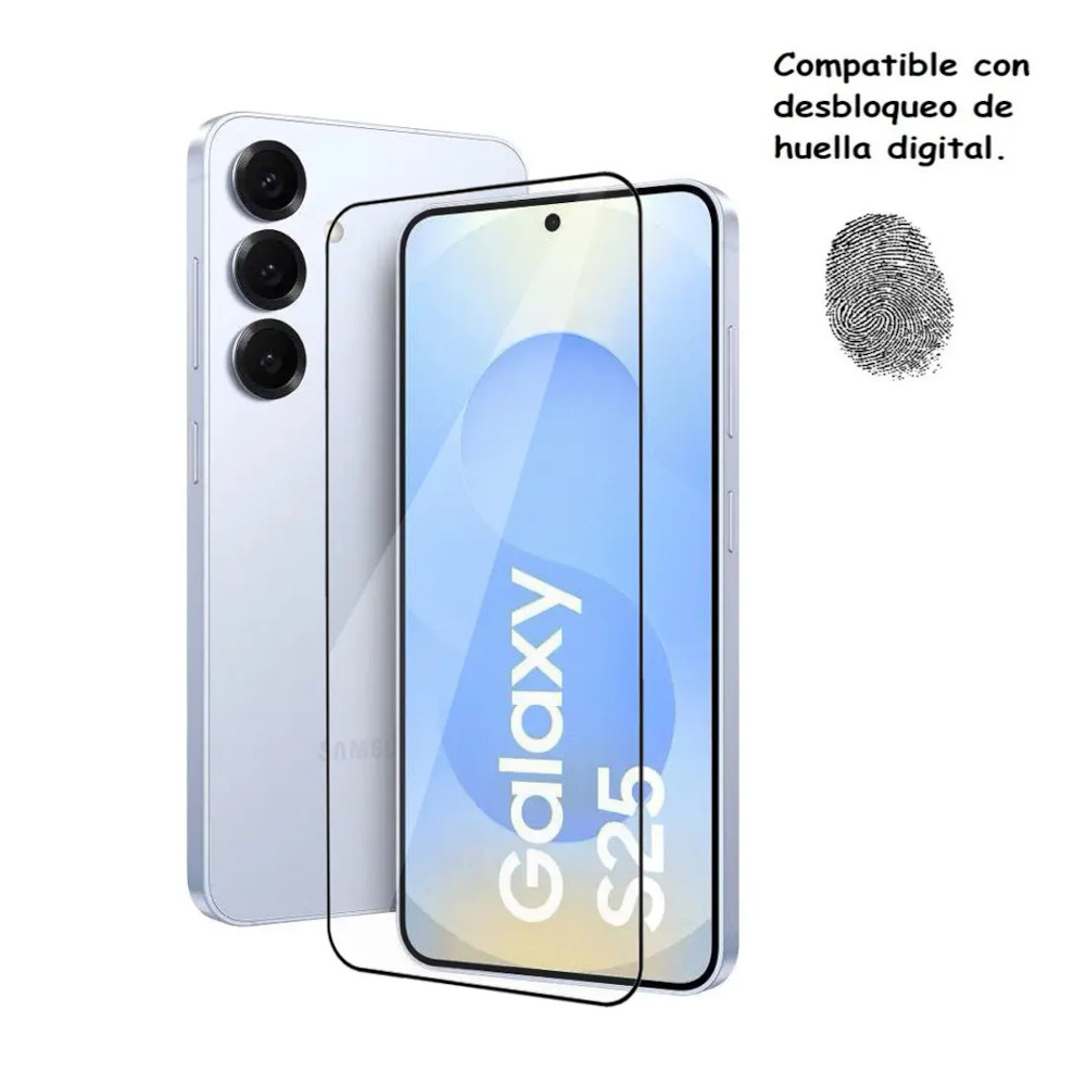 PROTECTOR DE PANTALLA PARA SAMSUNG GALAXY S25 LECTOR DE HUELLA MICA DE VIDRIO TRANSAPARENTE - 1