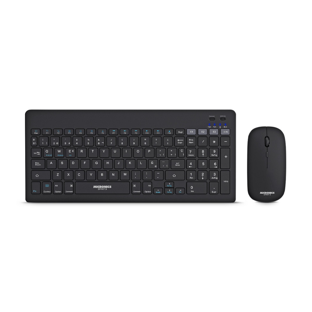 TECLADO Y MOUSE INALÁMBRICOS MICRONICS WT800-3M RECARGABLE BT WIRELESS 2.4 G - 1