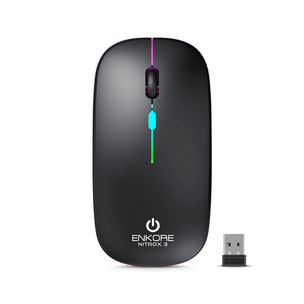 MOUSE INALÁMBRICO WIFI- BLUETOOTH-RECARGABLE ENKORE NITROX 3 ENK-M205-3B NEGRO - 1