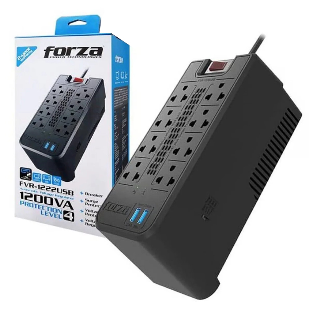ESTABILIZADOR FORZA FVR-1222USB 1200VA 600W 8 TOMAS 2 USB - 4