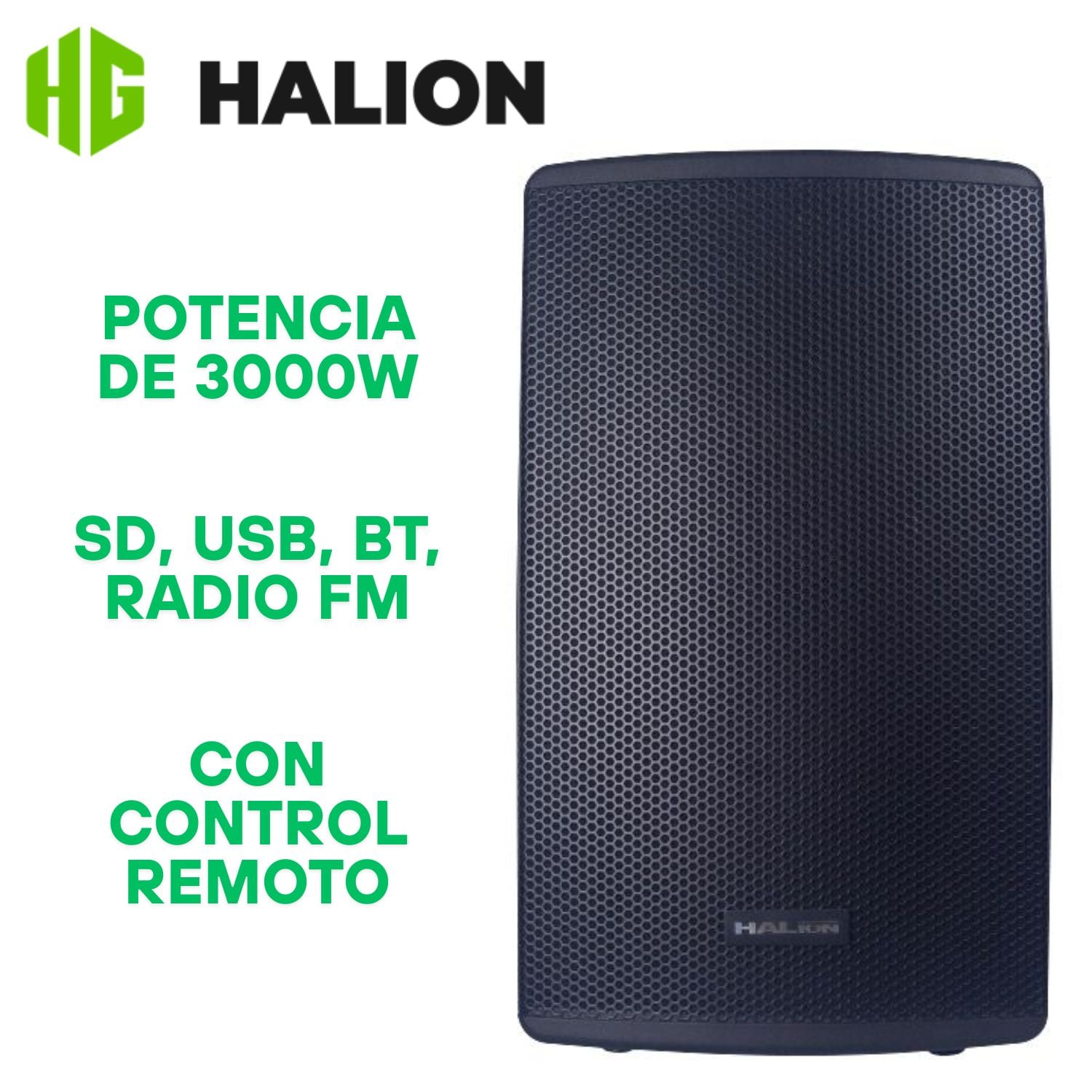 PARLANTE HALION PHA-15RCP BLUETOOTH ACTIVO CLASS AB 3000W USB BT - 1