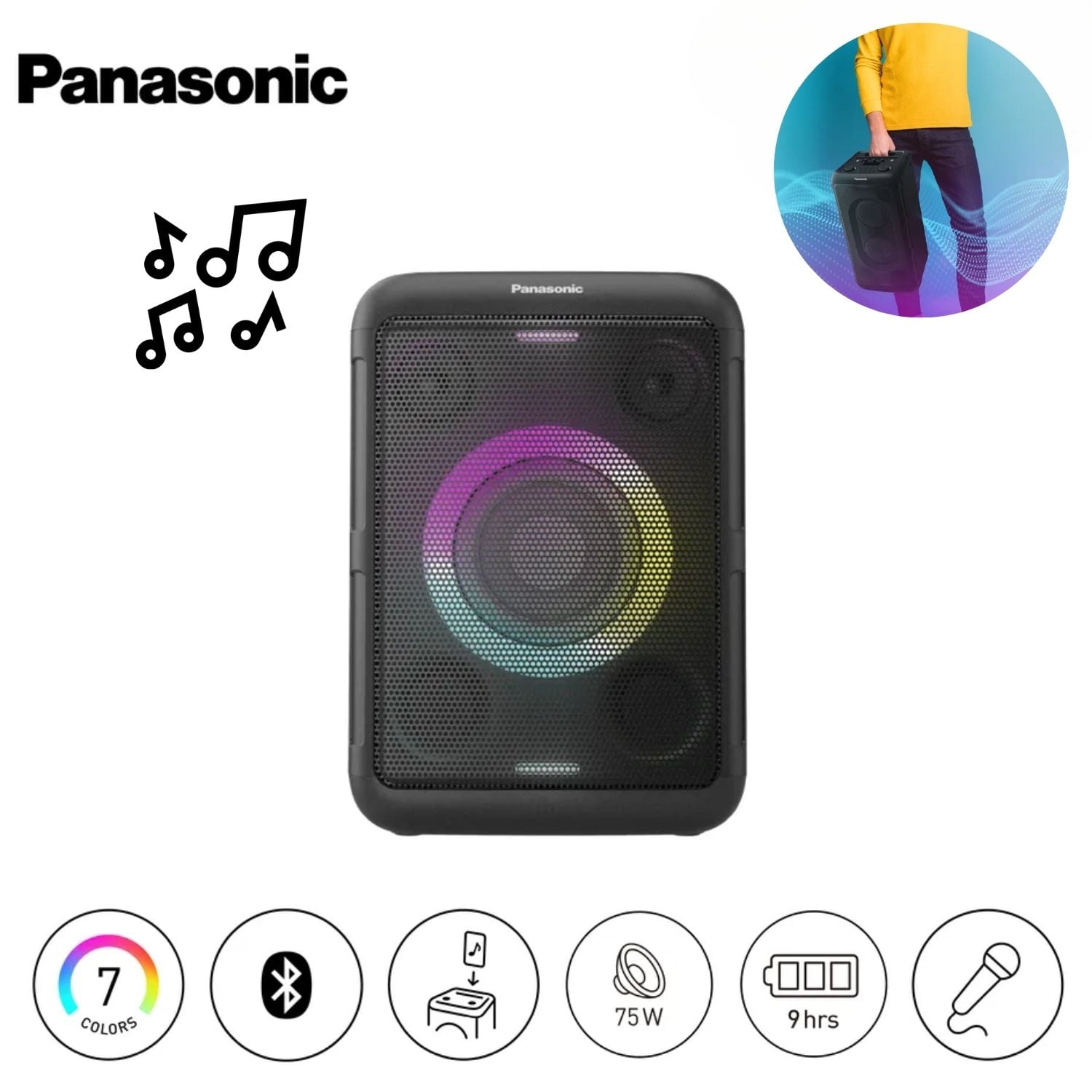 PARLANTE COMPACTO POTENTE PANASONIC SC-BMAX5E-K NEGRO USB 9 HRS - 1