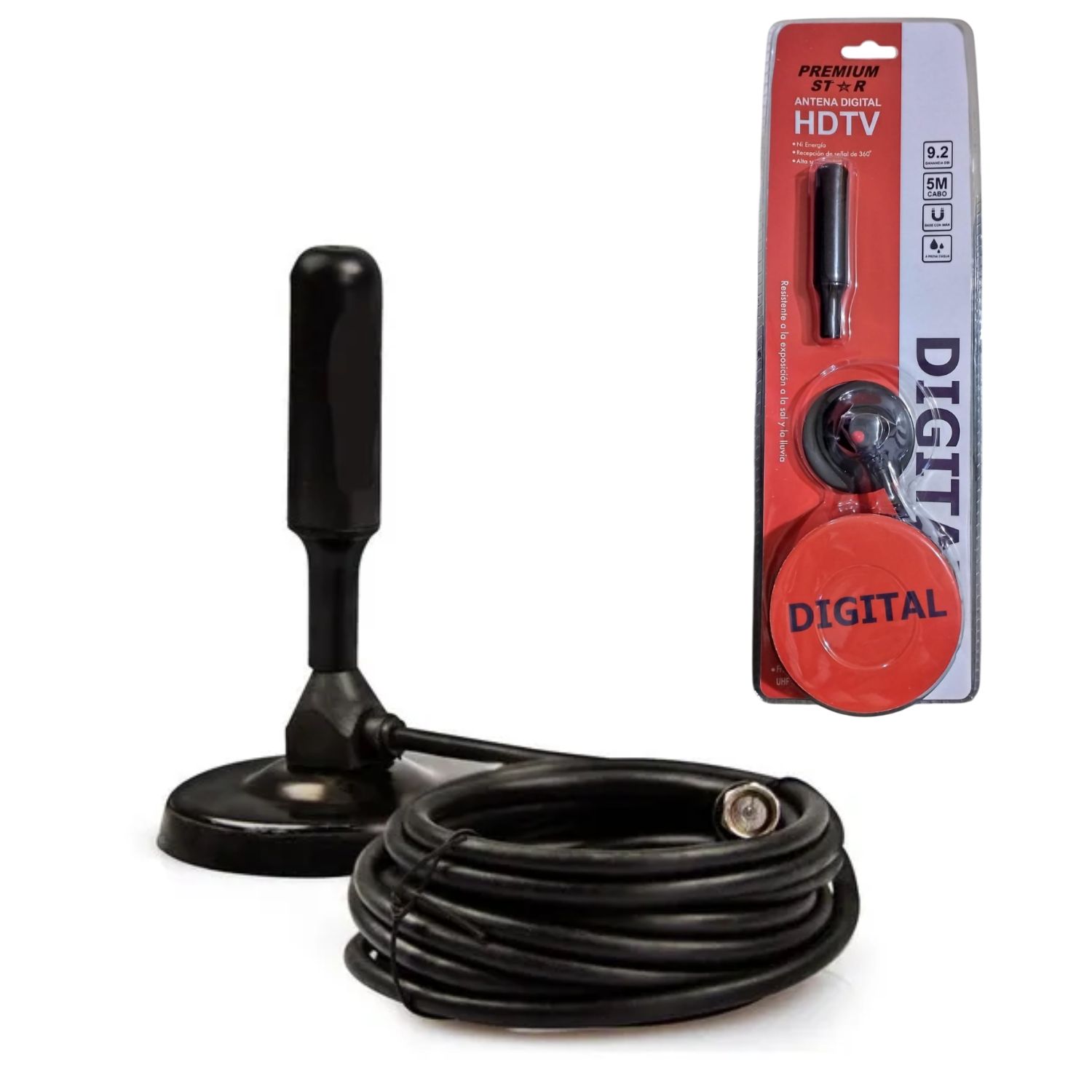 PACK 02 ANTENAS DE TELEVISIÓN HDTV SEÑAL DIGITAL HD CON BASE DE IMÁN - 4