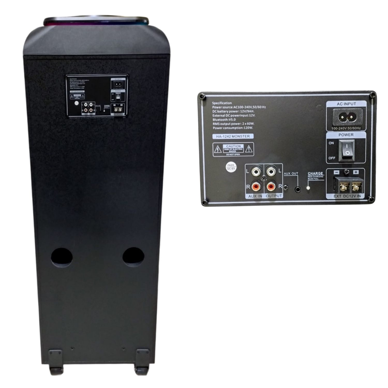 PARLANTE HALION MONSTER HA-1242  2X12' BLUETOOTH CON LUCES RGB Y ALTA POTENCIA - 4