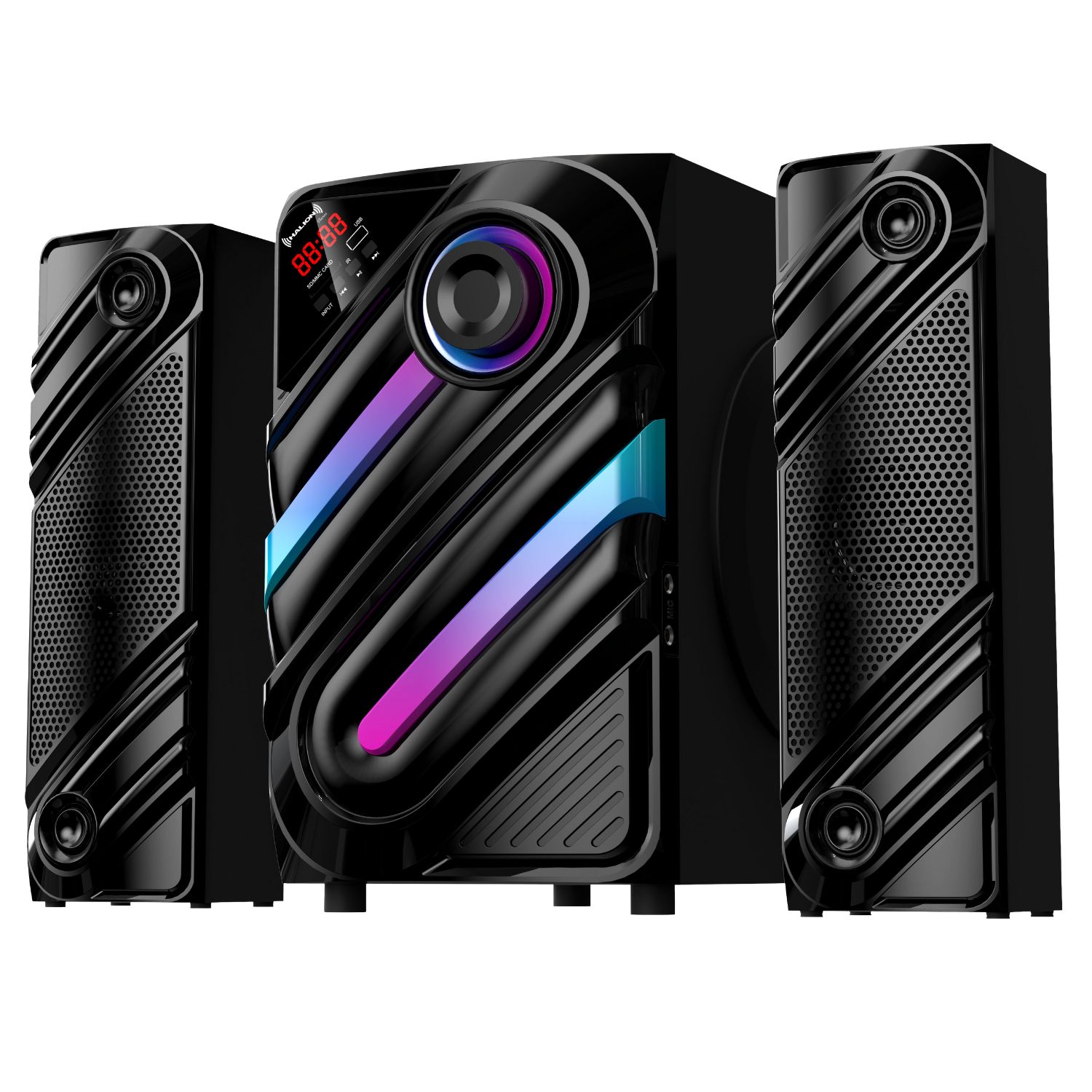 PARLANTE HALION HA-F77 THANOS CON SUBWOOFER 8' LUCES LED USB SD BT FM - 2