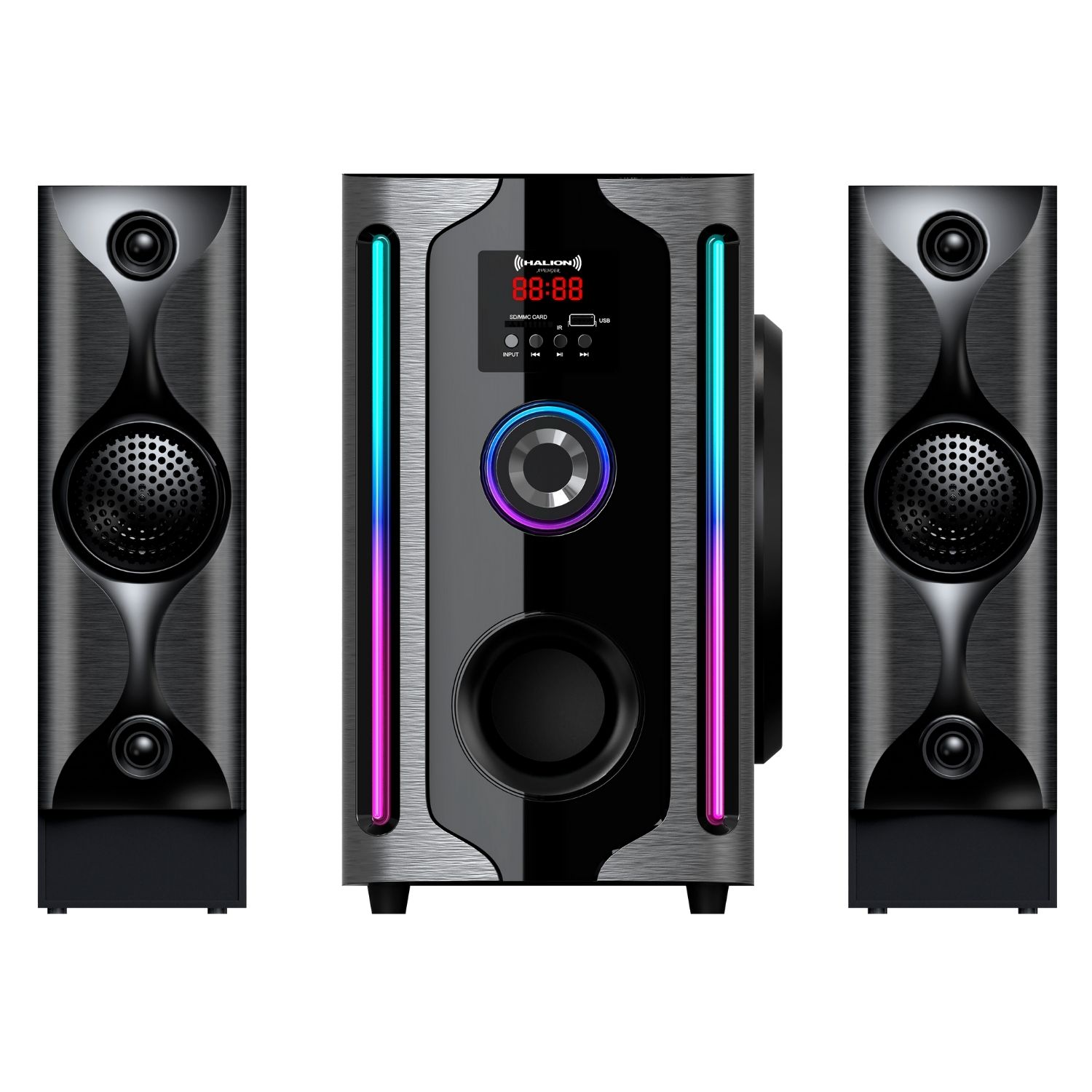 PARLANTE HALION HA-F84 AVENGER 2.1 CON SUBWOOFER 8' LUCES RGB USB SD BT FM - 5