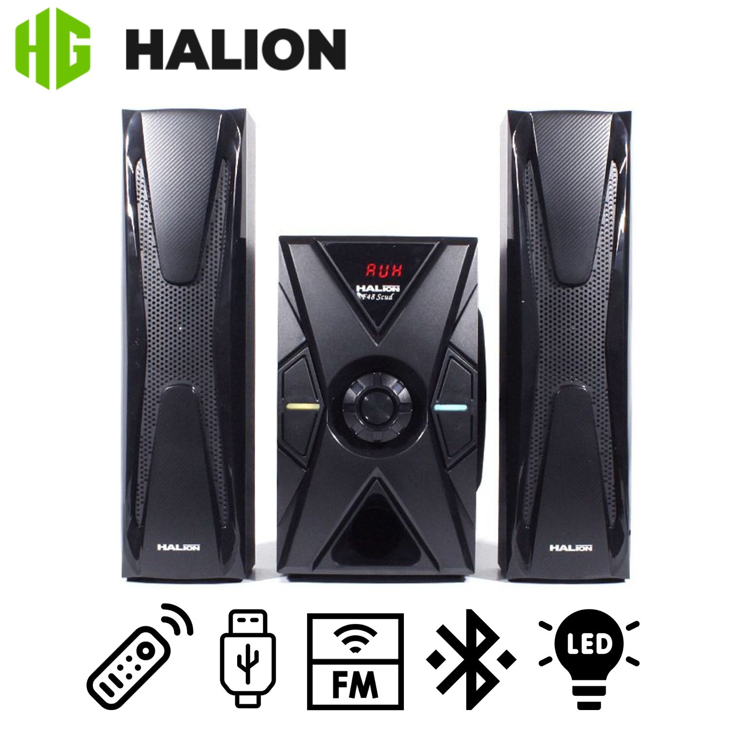 PARLANTE HALION HA-F48 SCUD 2.1 BLUETOOTH CON SUBWOOFER 5.25″ Y LUCES LED - 1