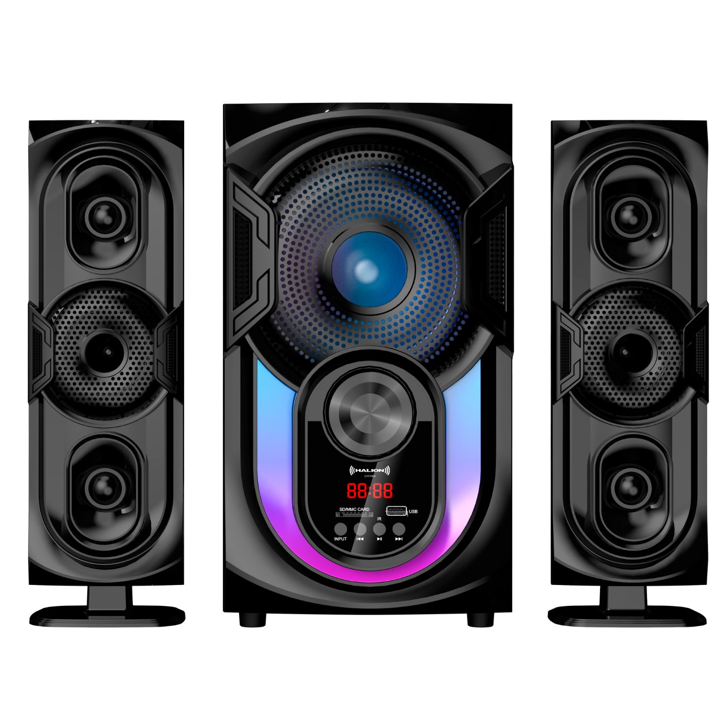 PARLANTE HALION HA-F62 OXFORD 2.1 CON SUBWOOFER 6,5″ LUCES RGB USB SD BT FM - 5