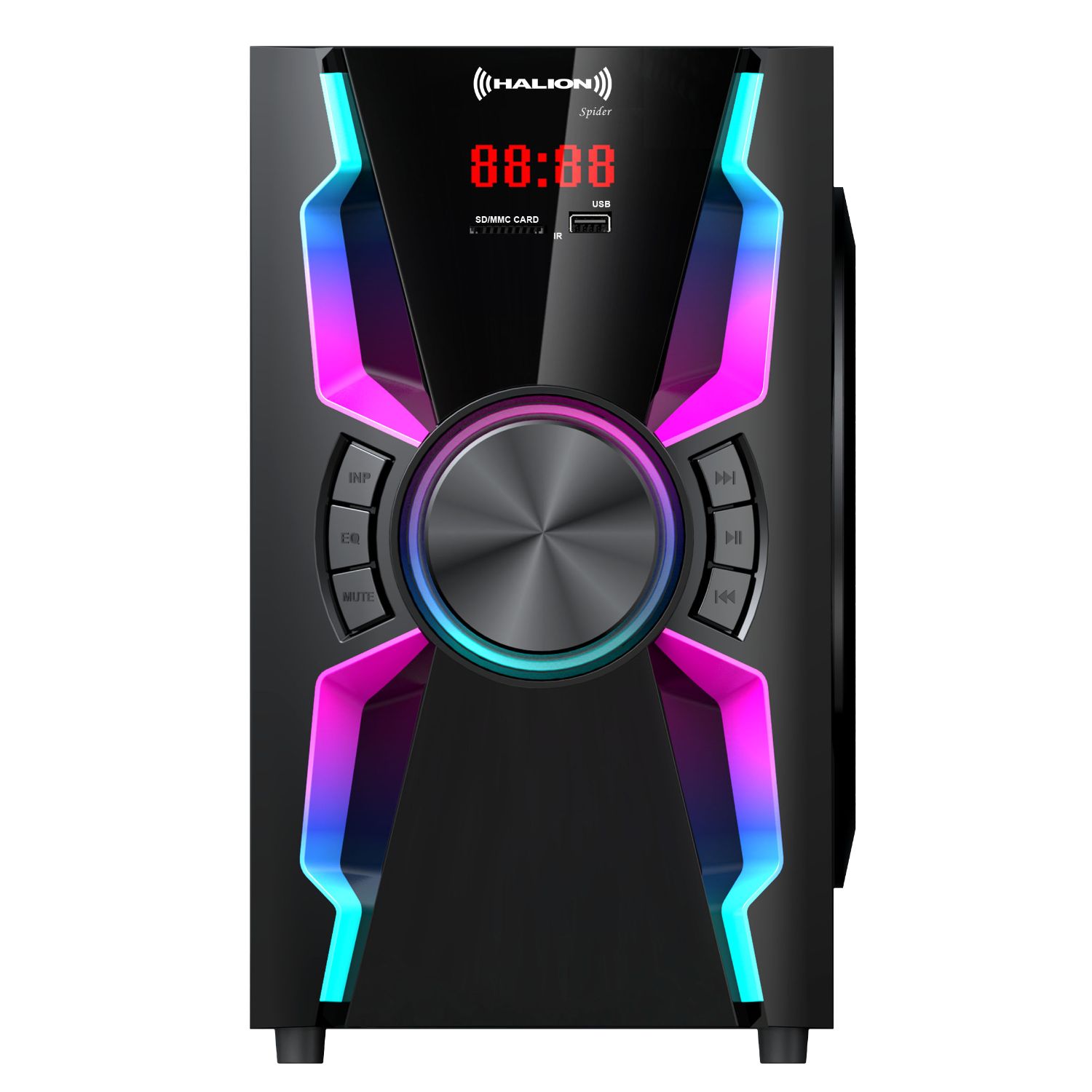 PARLANTE HALION HA-F55 SPIDER 2.1 BLUETOOTH CON SUBWOOFER 6,5″ Y LUCES LED - 2