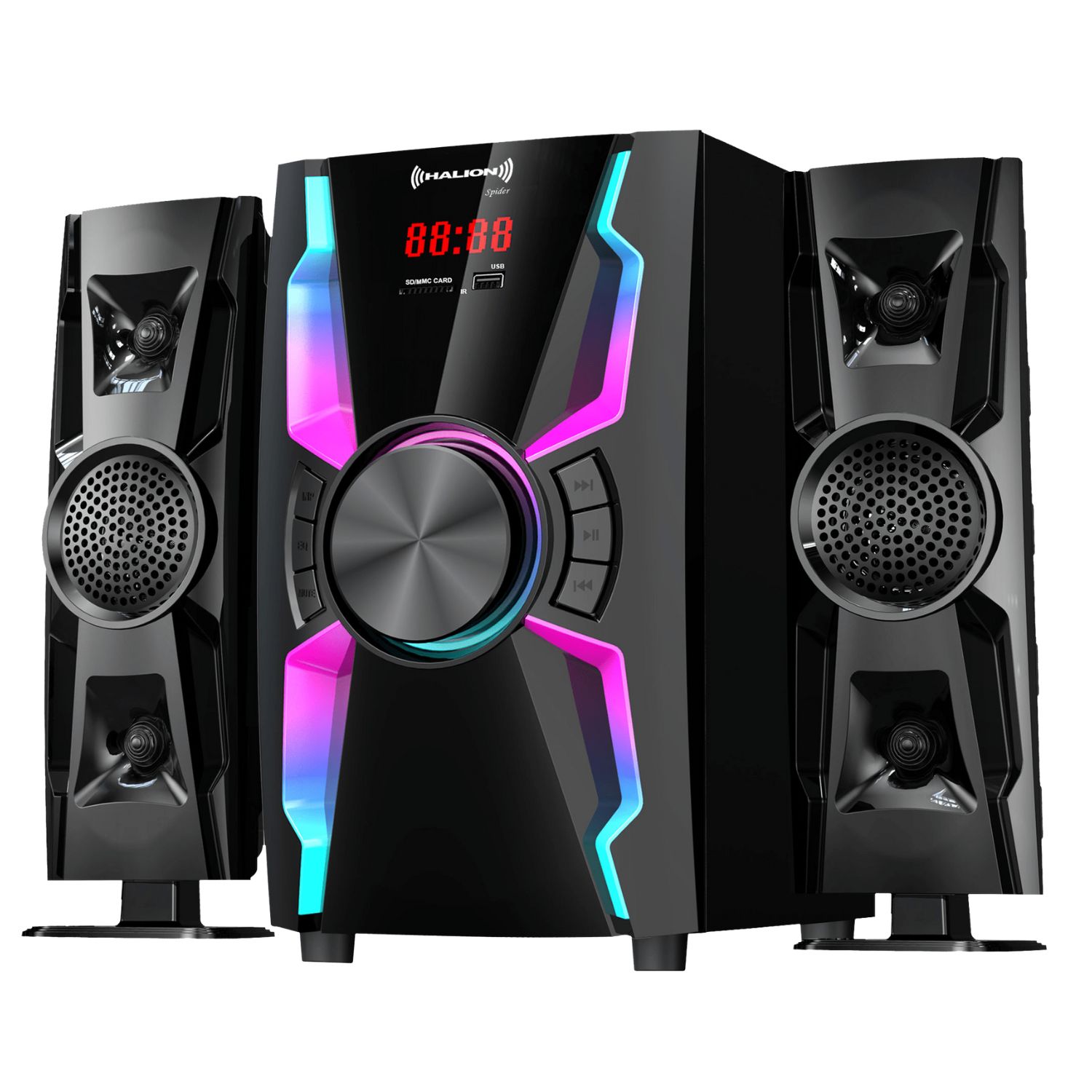 PARLANTE HALION HA-F55 SPIDER 2.1 BLUETOOTH CON SUBWOOFER 6,5″ Y LUCES LED - 5