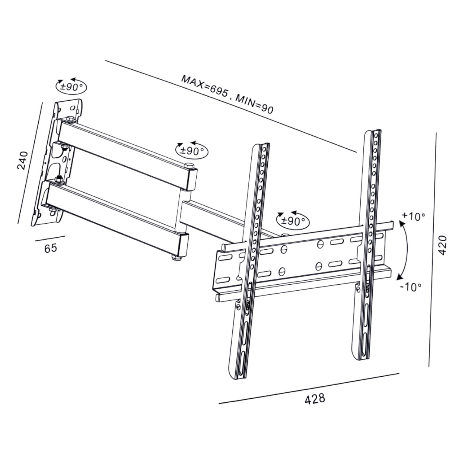 SOPORTE MONTAJE DE TV MD3226 PARA LCD/LED DE 22' A 65' MOVIMIENTO COMPLETO - 4