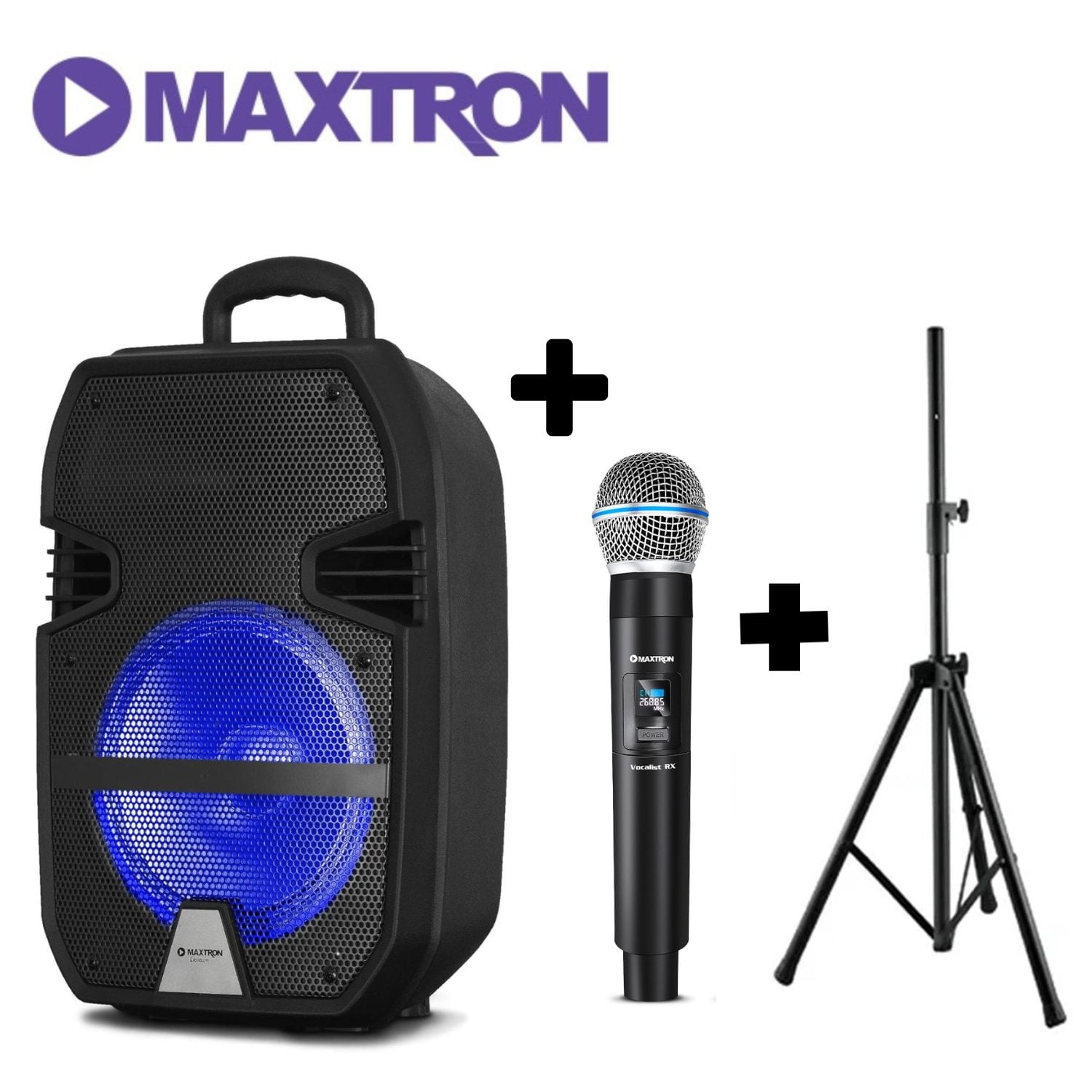 PARLANTE MAXTRON LIBIDUM MX321VB CON 2 MICRÓFONO + SOPORTE - 1