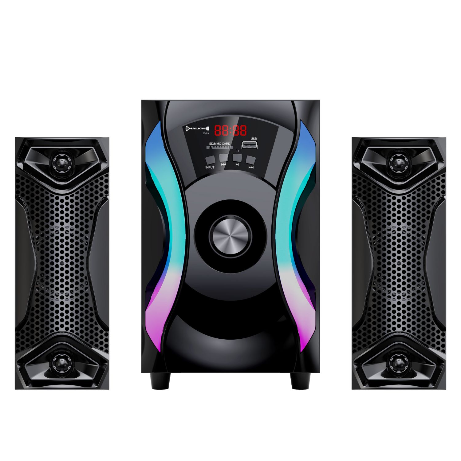 PARLANTE 2,1 HALION COBRA HA F51 USB SD BLUETOOTH ILUMINACIÓN RGB - 6