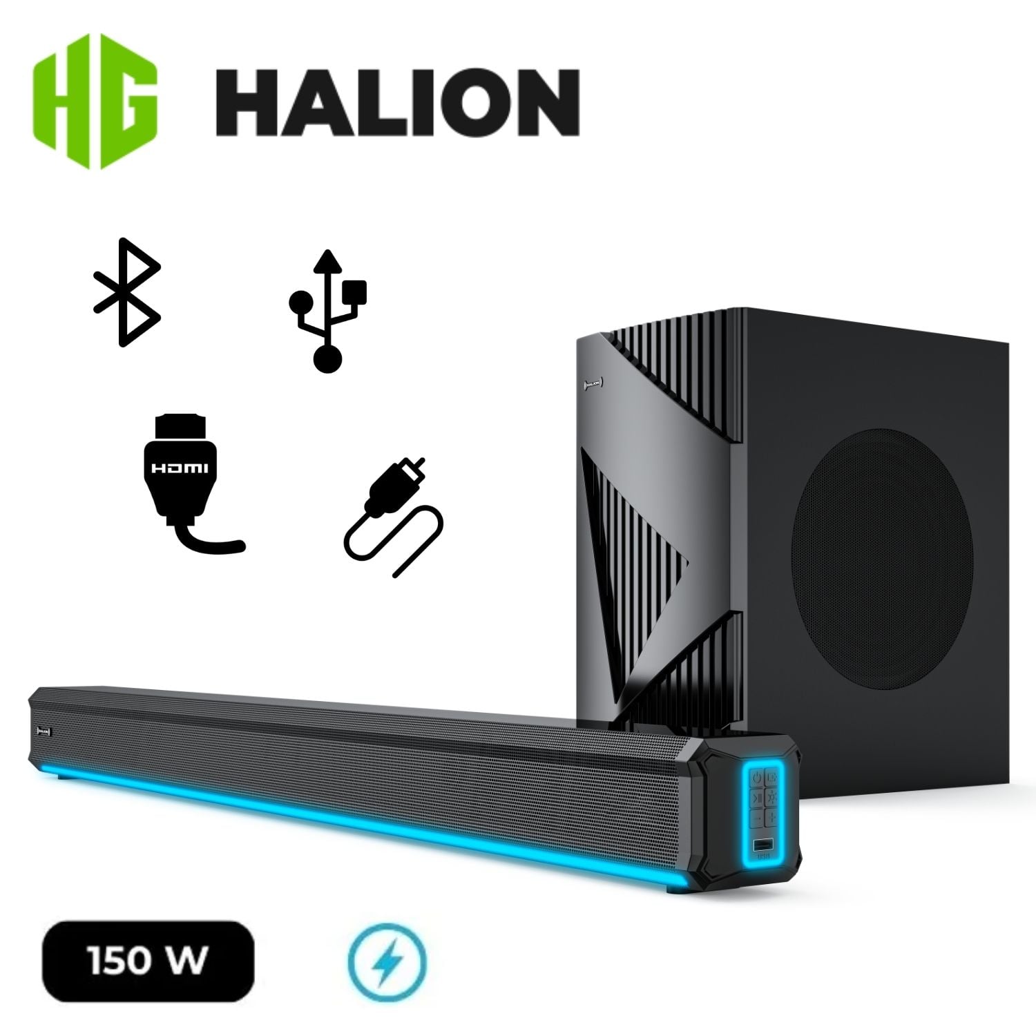 BARRA DE SONIDO HALION HA-S45C 150W BLUETOOTH CON LUZ LED - 1