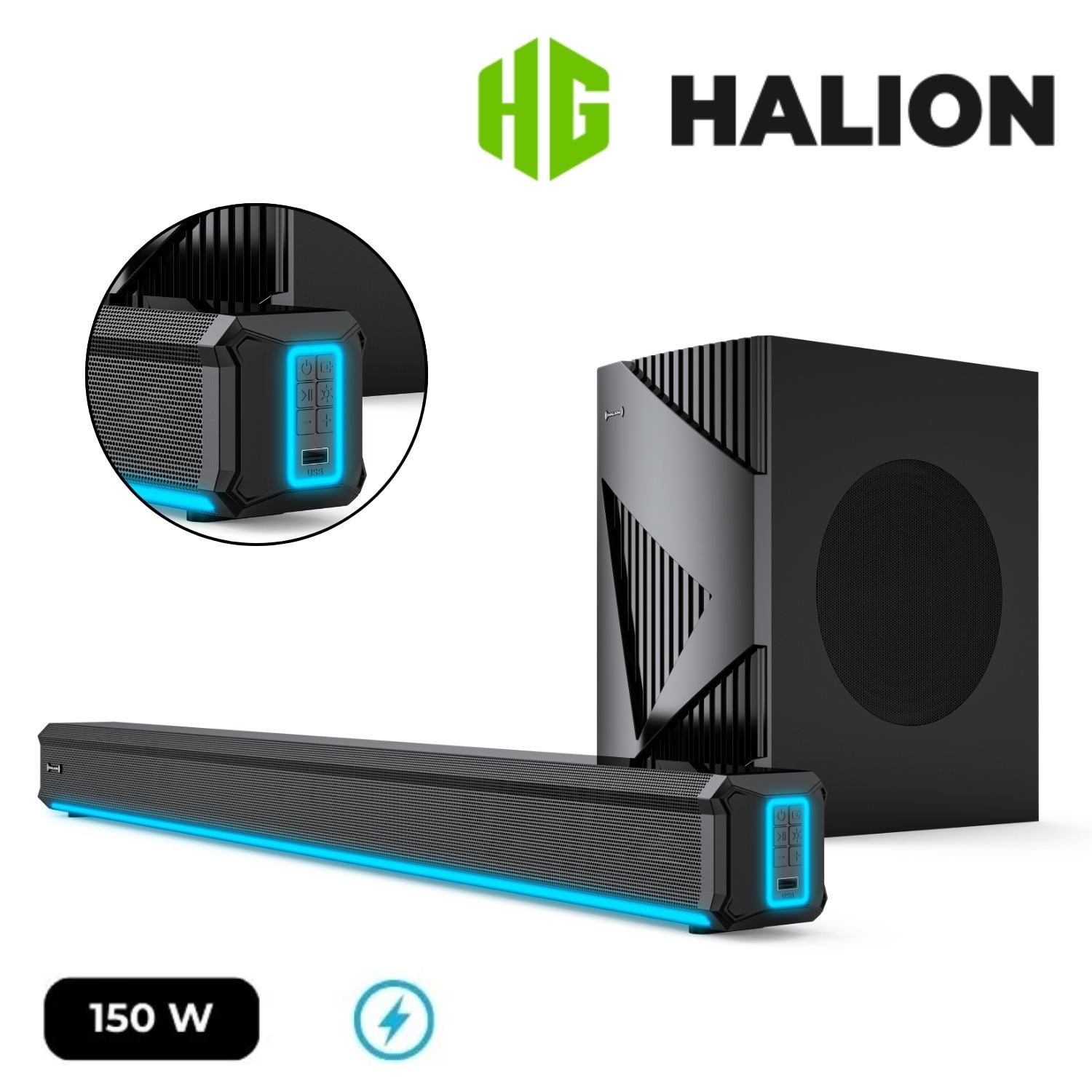 SOUNDBAR DE SONIDO HALION HA-S45C 150W USB BT AUX OPTICAL HDMI - 1