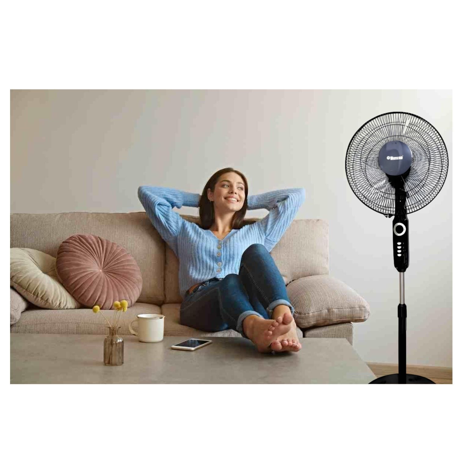 PACK 02 UNIDADES VENTILADOR DE PEDESTAL BOSSKO BK-8460VX DE 16” 3 VELOCIDADES - 4