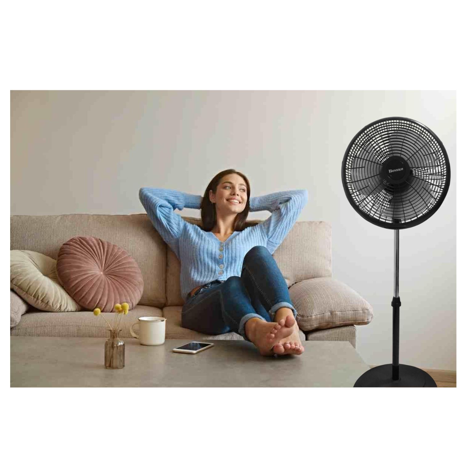 VENTILADOR DE PEDESTAL BOSSKO BK-8306PT 16 PULGADAS CON TEMPORIZADOR - 4