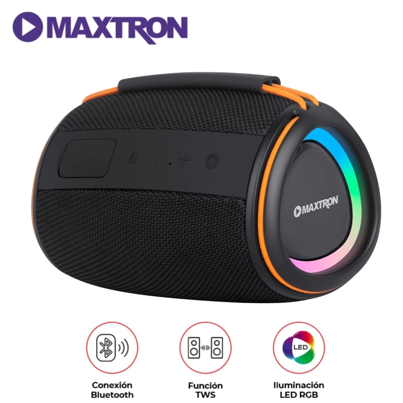 PARLANTE PORTÁTIL MAXTRON MX 301 LUCES RGB BLUETOOTH USB TWS - 1