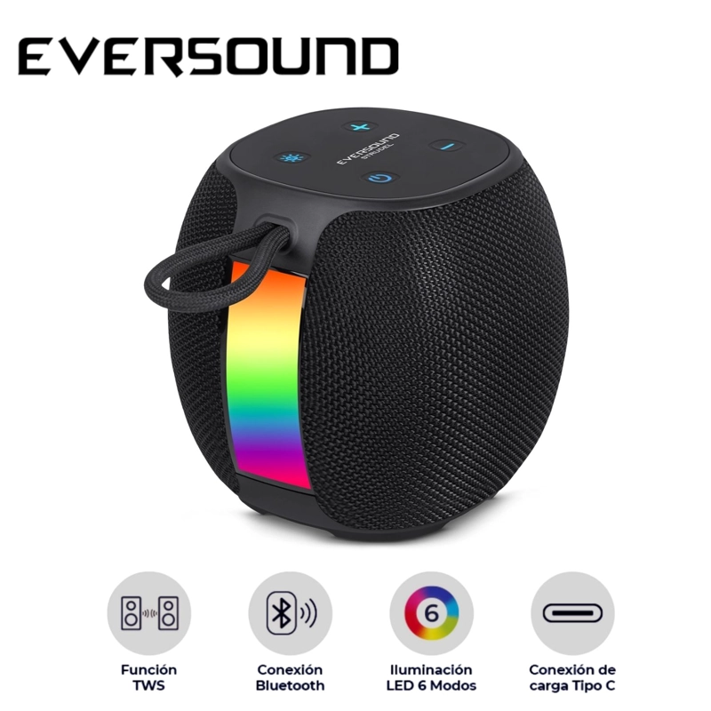 PARLANTE EVERSOUND EV 500 STRUDEL BT USB TWS LUCES RGB - 1